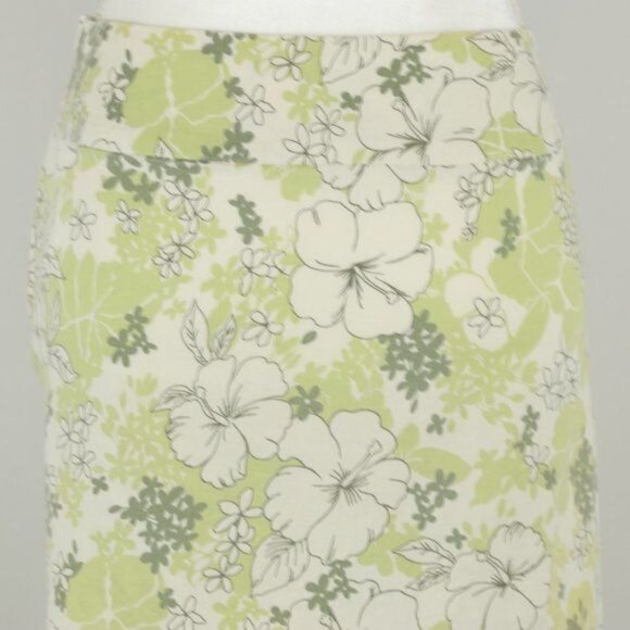 Studio Y Women's Small Green White Tropical Floral Woven Pencil Skirt - Picture 4 of 6